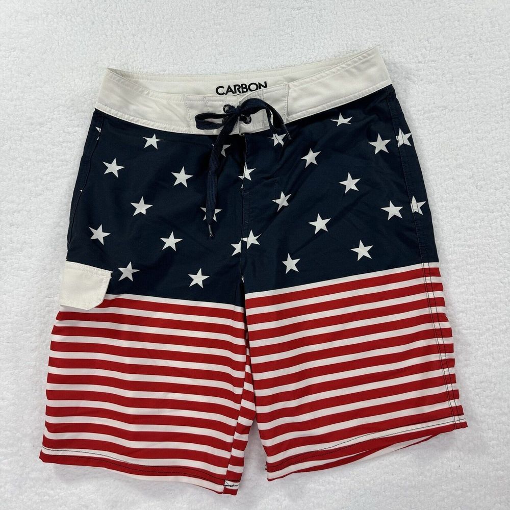 Carbon‎ Swim Suit Mens 28 Stars And Stripes American Flag Board Shorts
